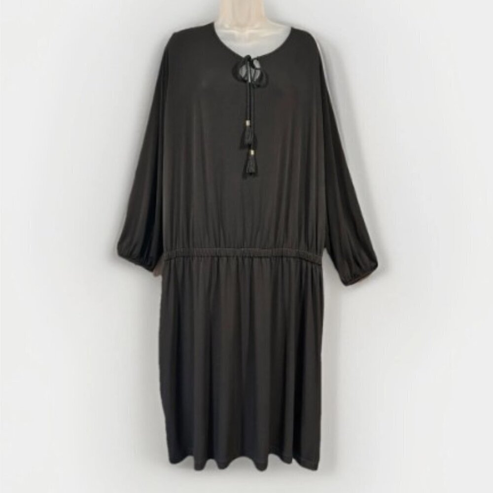 Belle Kim Gravel Black Smocked Dress Boho Stretchy Lightweight Women's Size 3X k